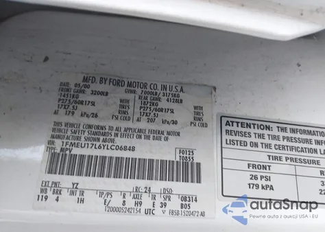 2000 Ford Expedition Eddie Bauer from USA, damaged, VIN 1FMEU17L6YLC06848